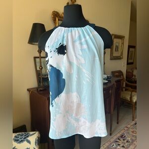 NY&C sleeveless bow-tie-back sheer top Medium